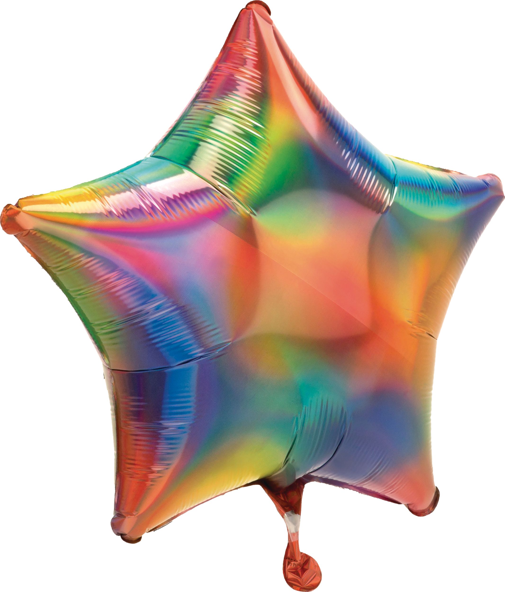 Star Satin Foil Balloon, Irridescent Rainbow, 22-in, Helium Inflation & Ribbon Included for Birthday/Special Occasion Front_Angled_Right