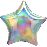 Star Satin Foil Balloon, Irridescent Pastel Rainbow, 22-in, Helium Inflation & Ribbon Included for Birthday/Special Occasion Front_Flat
