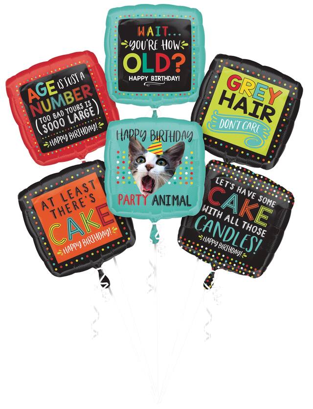 Over the Hill Balloon Bouquet, 6-pc Front_Flat