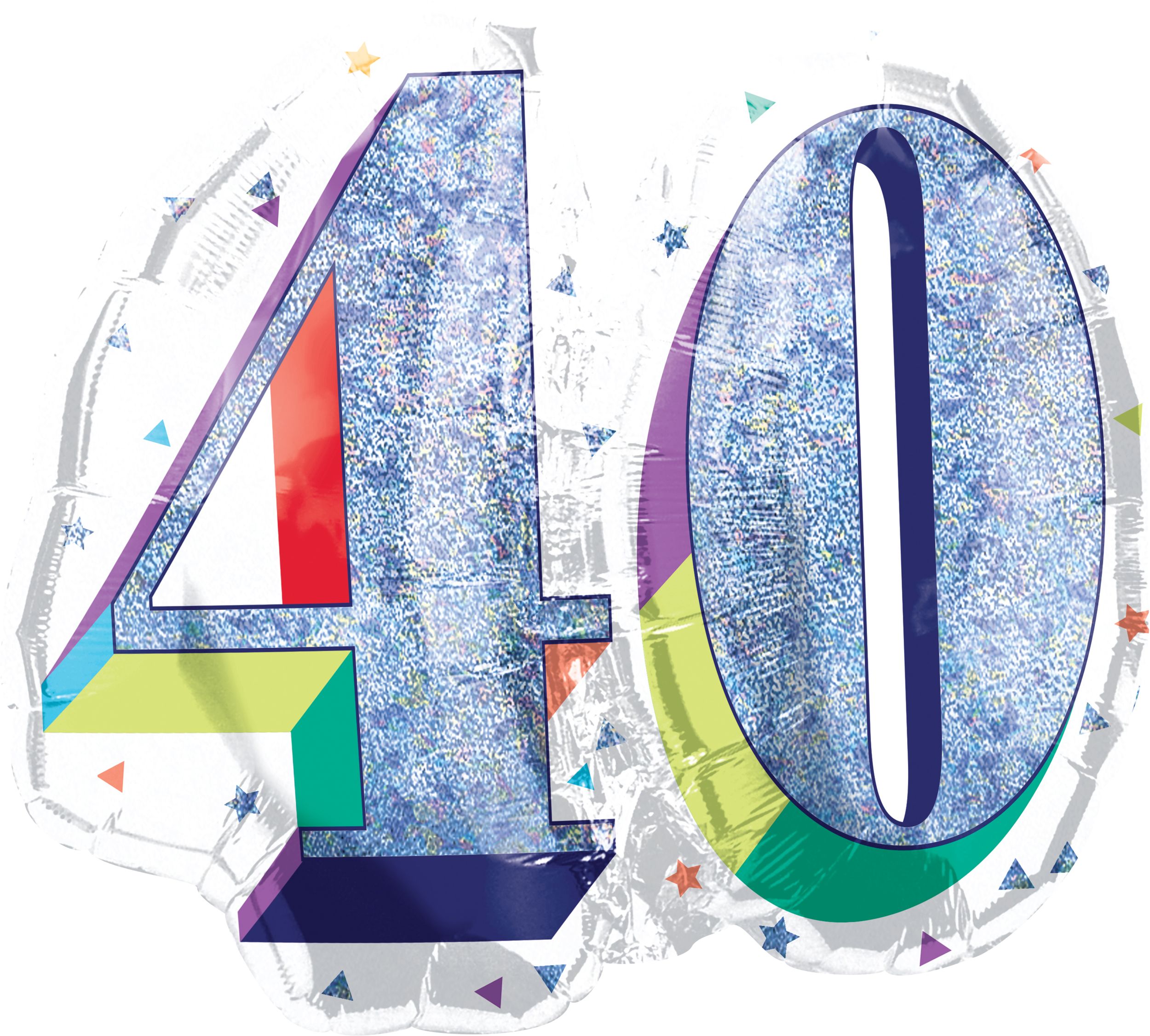 Ballon en aluminium satiné rond arc-en-ciel prismatique 40, blanc/argent, 26 po, gonflement à l'hélium et ruban inclus, pour fête d'anniversaire Front_Flat