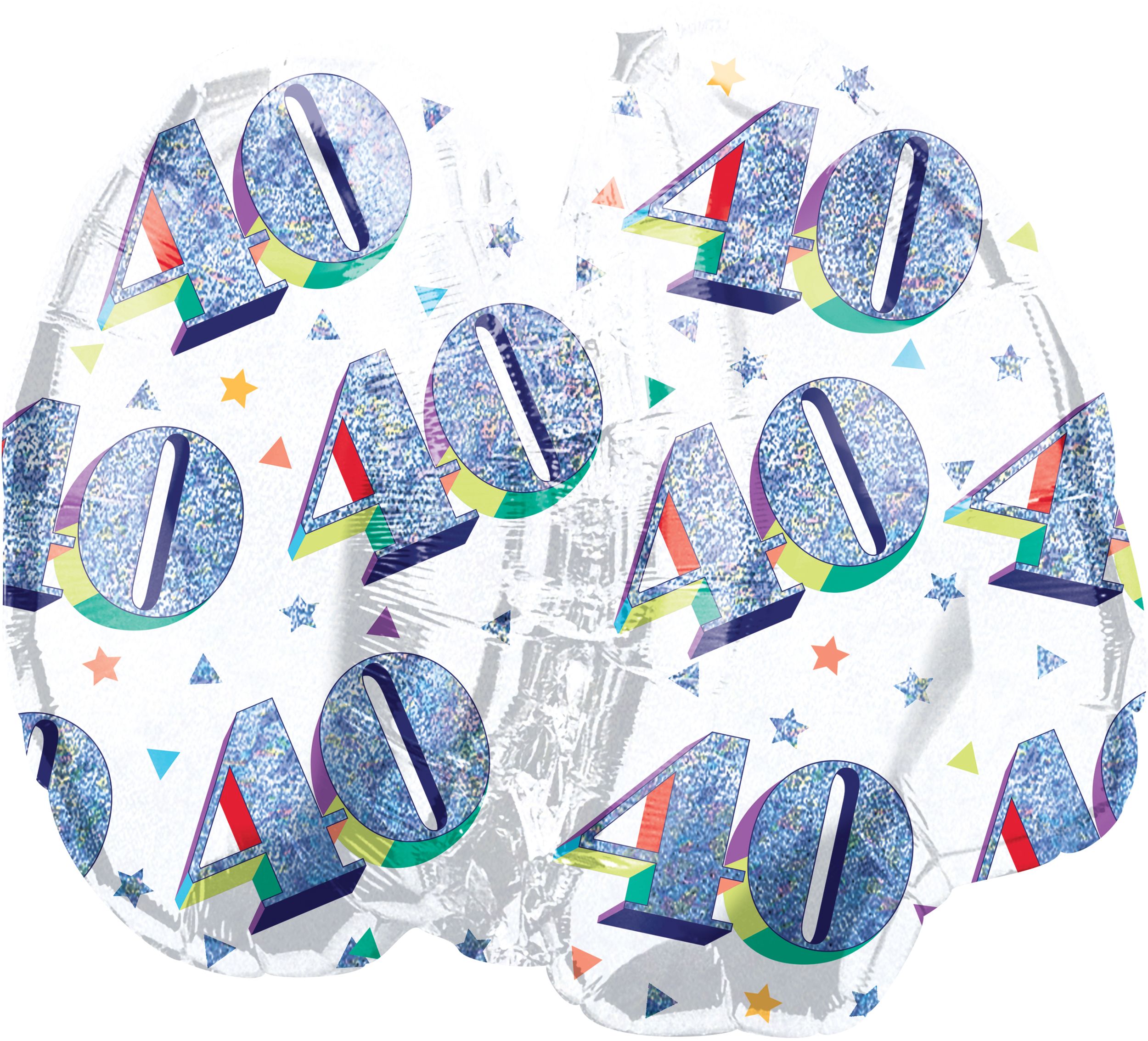 Ballon en aluminium satiné rond arc-en-ciel prismatique 40, blanc/argent, 26 po, gonflement à l'hélium et ruban inclus, pour fête d'anniversaire Back_Flat