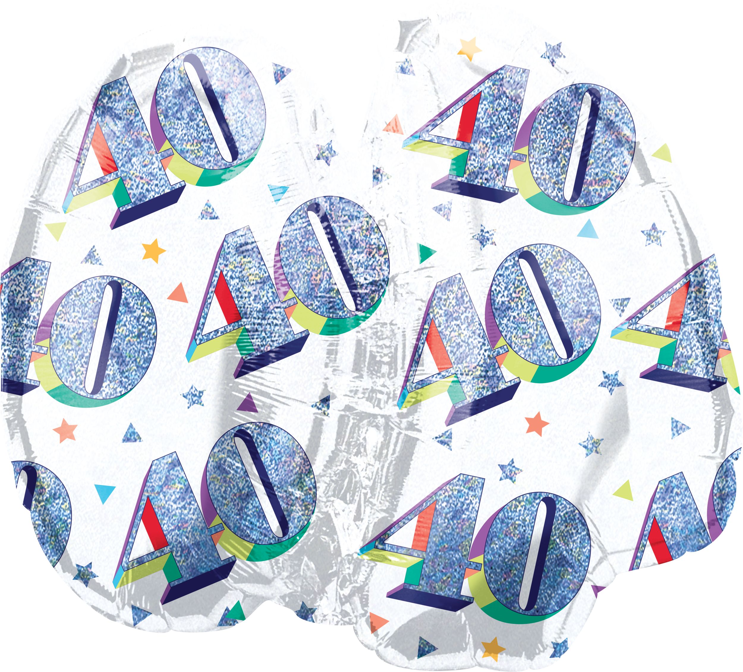 Ballon en aluminium satiné rond arc-en-ciel prismatique 40, blanc/argent, 26 po, gonflement à l'hélium et ruban inclus, pour fête d'anniversaire Back_Flat