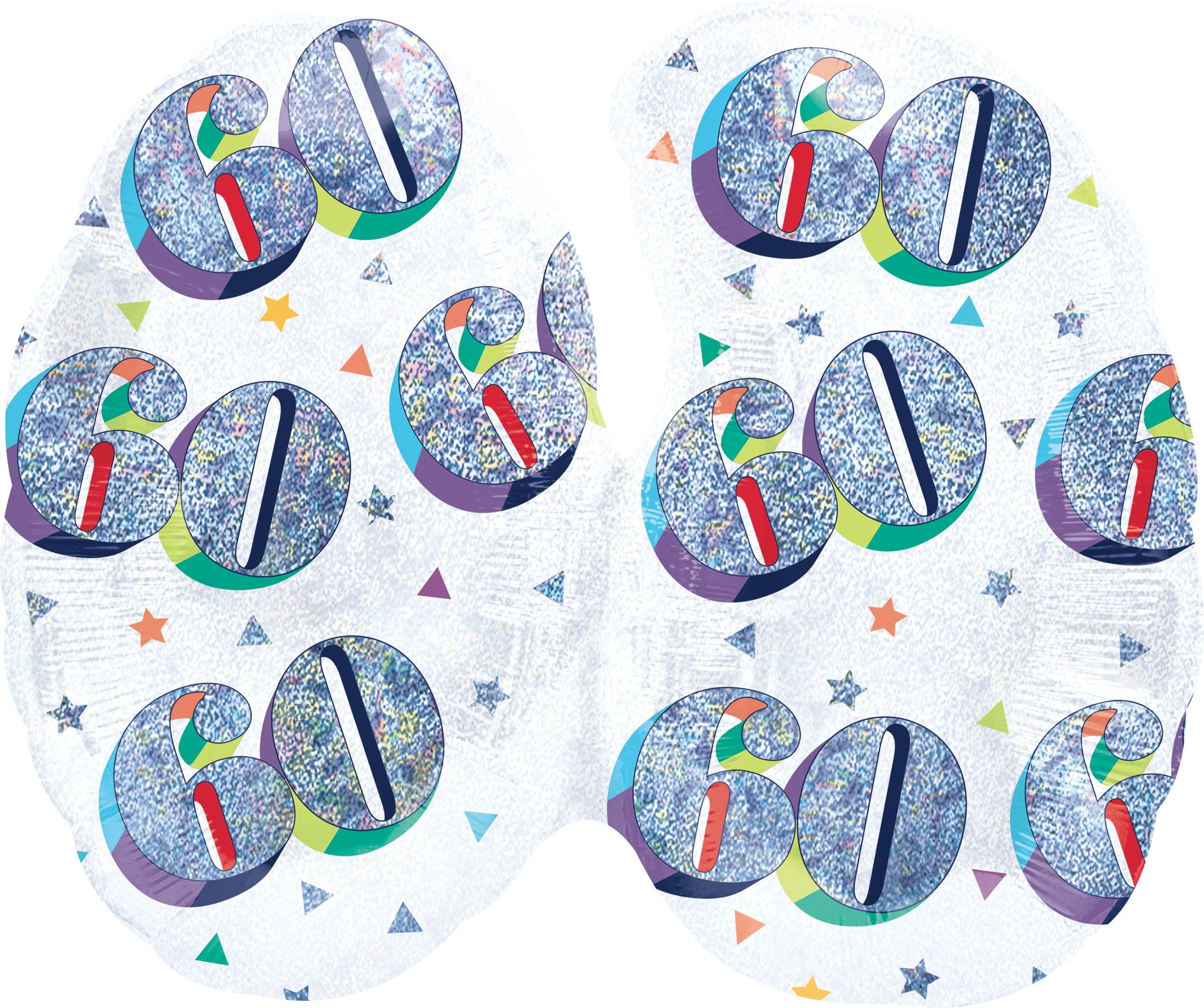 Ballon en aluminium satiné rond arc-en-ciel prismatique 60, blanc/argent, 26 po, gonflement à l'hélium et ruban inclus, pour fête d'anniversaire Back_Flat