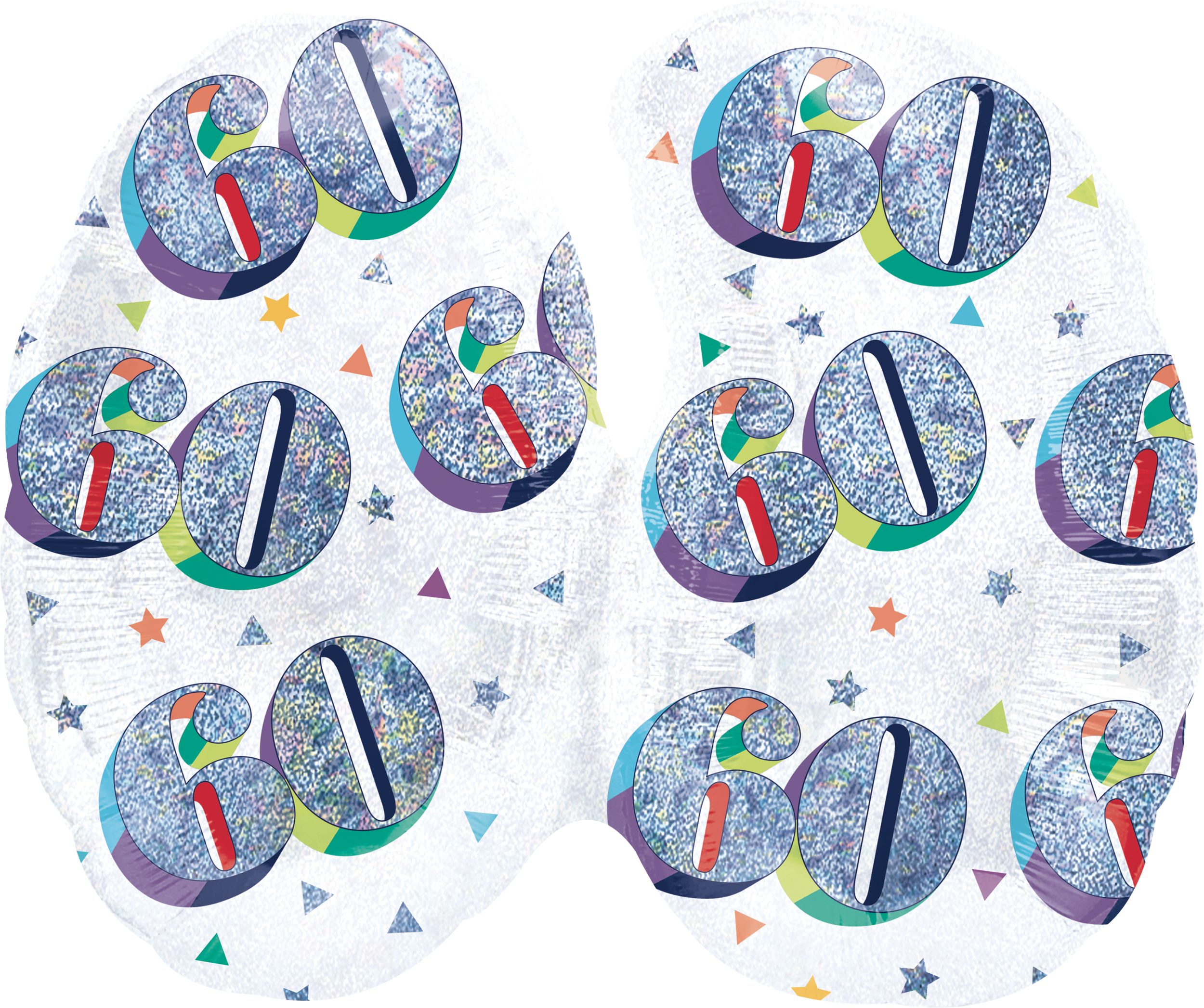 Ballon en aluminium satiné rond arc-en-ciel prismatique 60, blanc/argent, 26 po, gonflement à l'hélium et ruban inclus, pour fête d'anniversaire Back_Flat