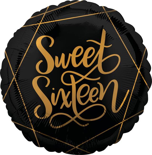 Ballon Sweet 16, décoration artistique, 43 cm Front_Flat