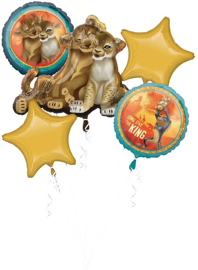 The Lion King Foil Balloon Bouquet for Birthday Party, Helium Inflation Included, 5-pc Front_Flat
