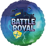 Ballon en aluminium satiné rond Battle Royal, bleu, 18 po, gonflement à l'hélium et ruban inclus, pour fête d'anniversaire Front_Flat