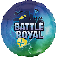 Battle Royal Round Satin Foil Balloon, Blue, 18-in, Helium Inflation & Ribbon Included for Birthday Party Front_Flat