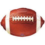 Football Satin Foil Balloon, Brown/White, 17-in, Helium Inflation & Ribbon Included for Sports Party/Superbowl Front_Flat