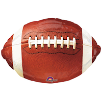 Football Satin Foil Balloon, Brown/White, 17-in, Helium Inflation & Ribbon Included for Sports Party/Superbowl Front_Flat