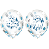 Ballons en latex confettis transparents ronds Disney La Reine des neiges Elsa, bleu/blanc, 12 po, paq. 6, pour fête d'anniversaire Front_Flat