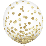 Ballons en latex ronds confettis transparents, or, 24 po, paq. 2, pour fête d'anniversaire Front_Flat