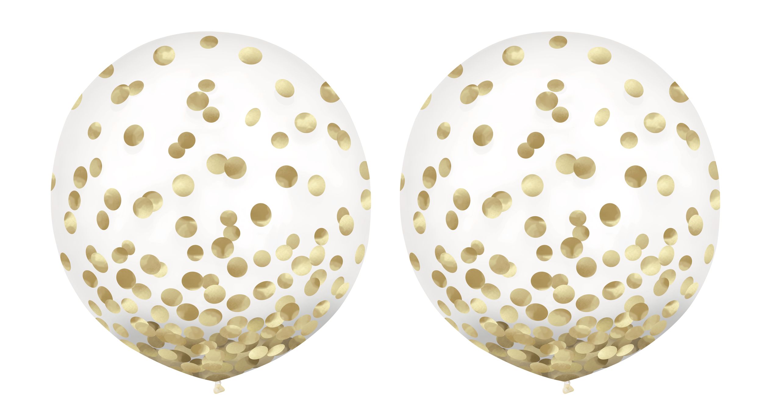 Ballons en latex ronds confettis transparents, or, 24 po, paq. 2, pour fête d'anniversaire Front_Flat