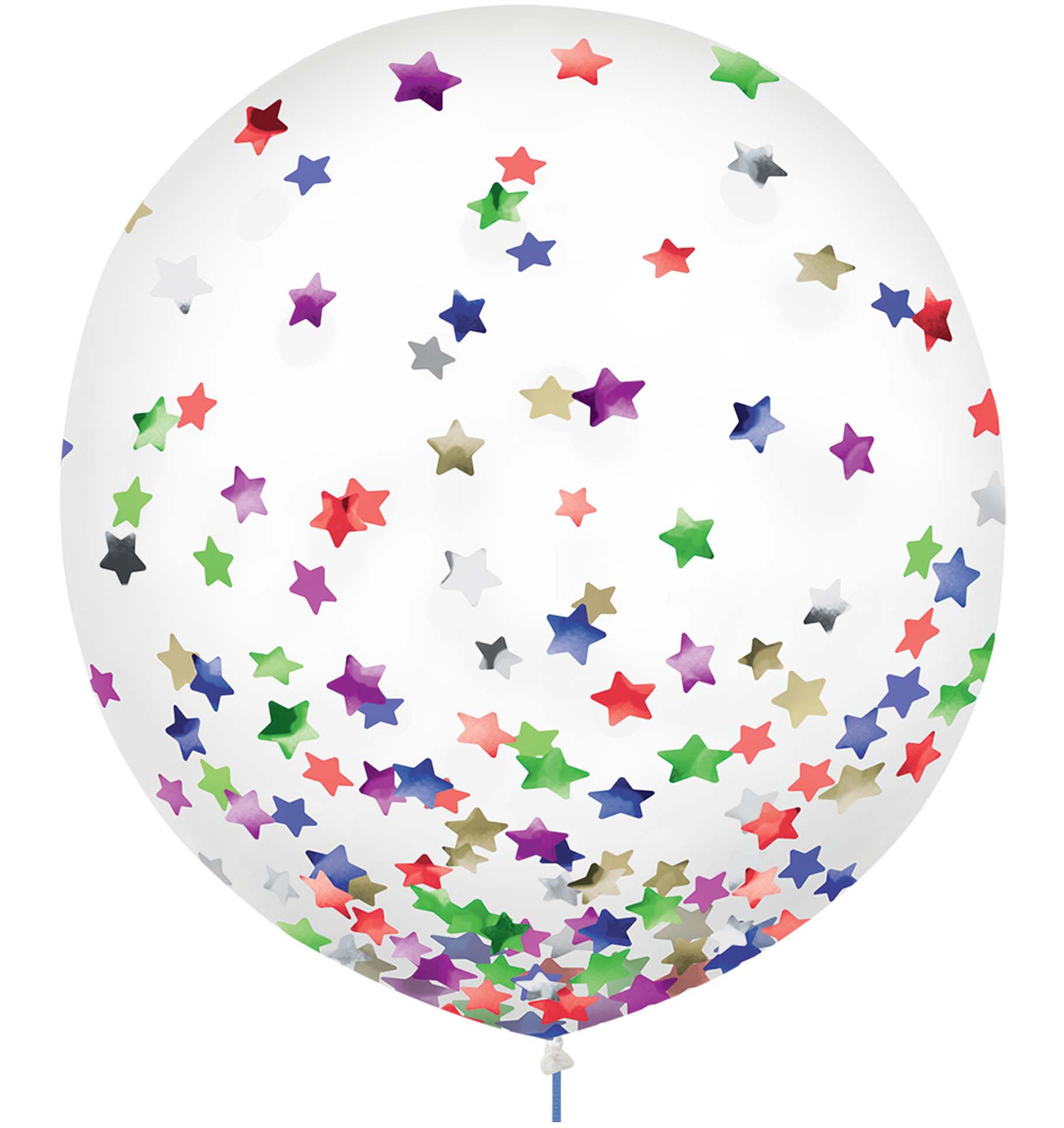 Ballons à motifs de confettis en forme d'étoile, multicolore, 24&nbsp;po, paq. 2 Front_Flat