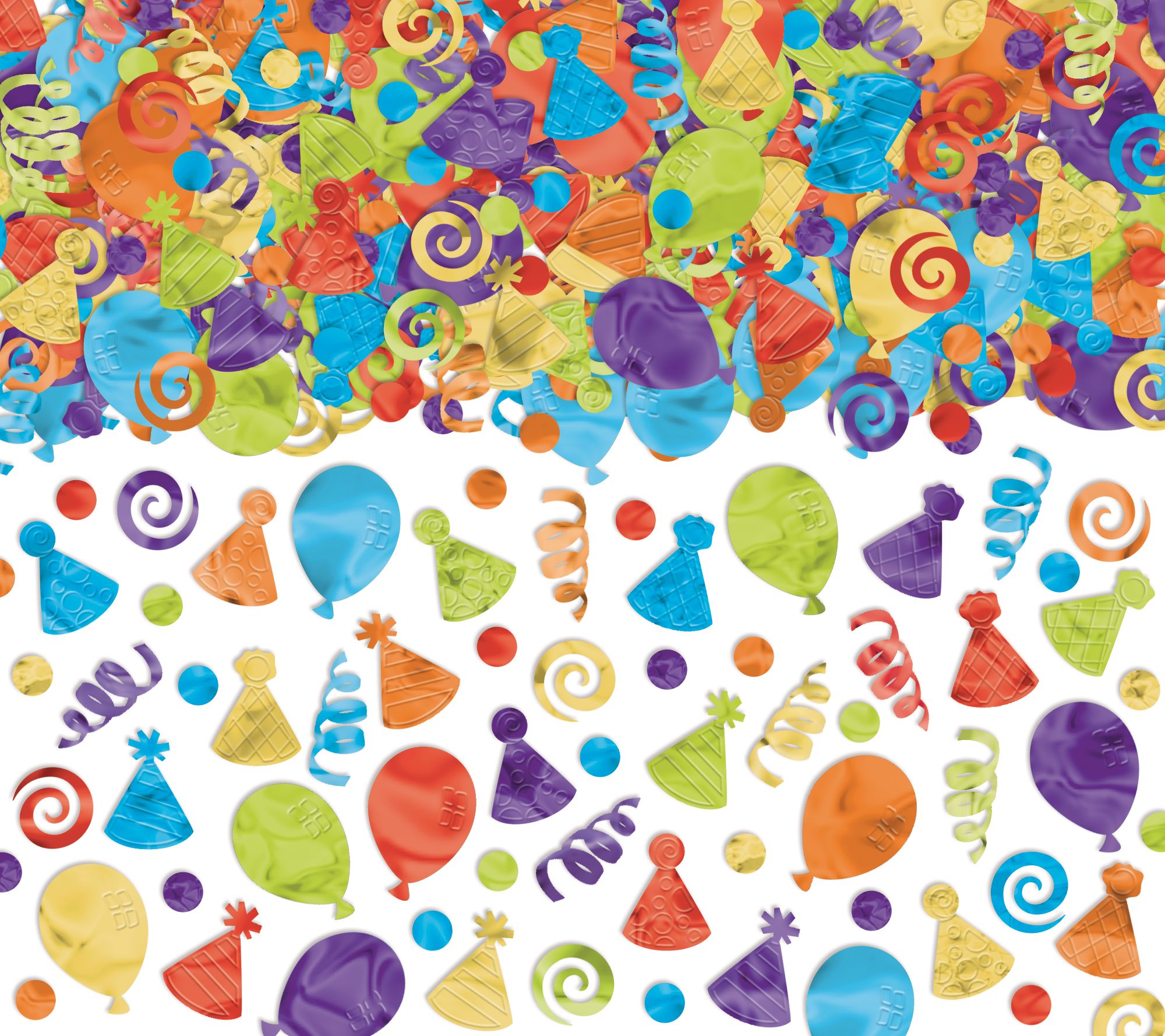 Party Hat/Balloons/Swirls Confetti Table Scatter Decoration, Multi-Coloured, 5-oz, for Birthday Party Overhead_Flat