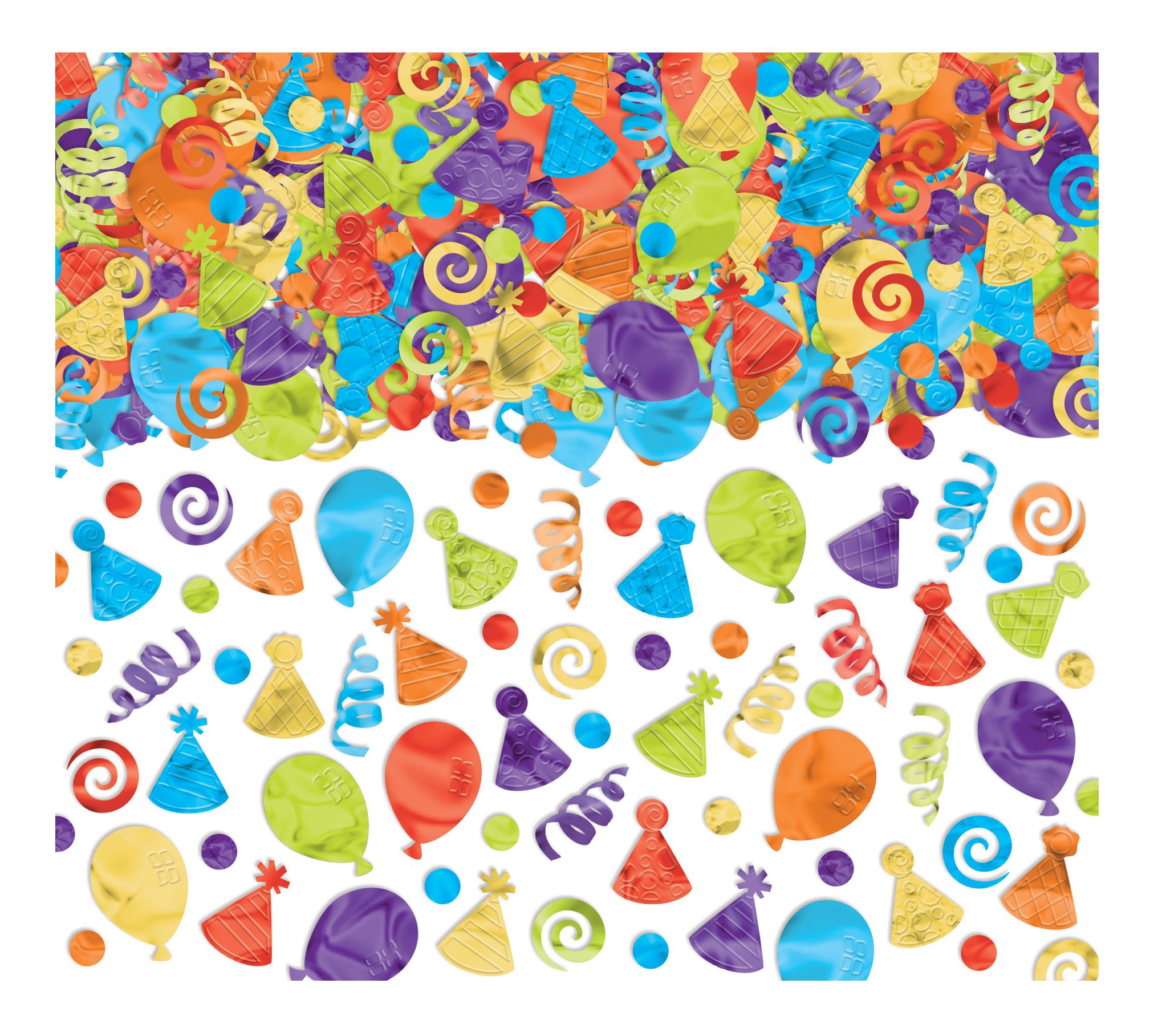 Party Hat/Balloons/Swirls Confetti Table Scatter Decoration, Multi-Coloured, 5-oz, for Birthday Party Overhead_Flat