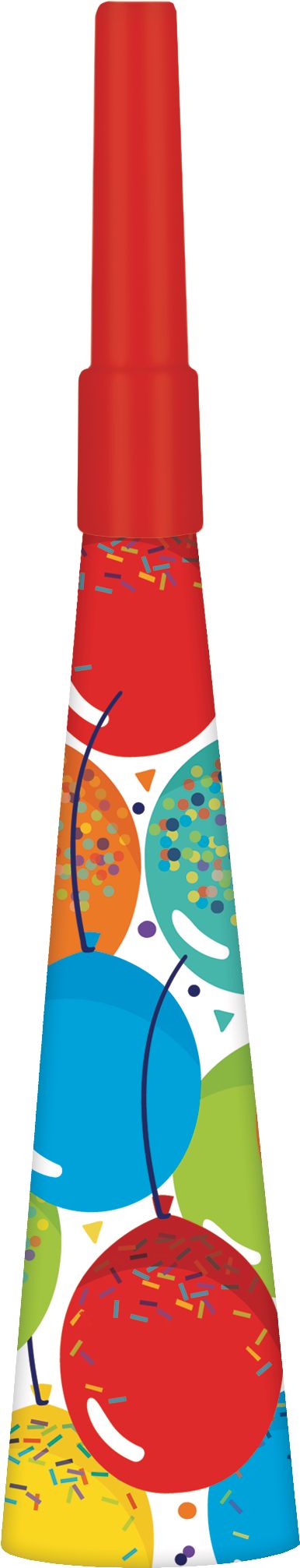 Balloon Birthday Blowout Noisemakers, White/Red, 14-in, 24-pk, for Birthday Party Front_Flat