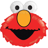 Sesame Street Elmo Satin Foil Balloon, Red, 26-in, Helium Inflation & Ribbon Included for Birthday Party Front_Flat