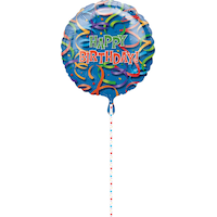 Ballon en aluminium satiné rond Happy Birthday, bleu, confettis, 36 po, gonflement à l'hélium et ruban inclus, pour fête d'anniversaire