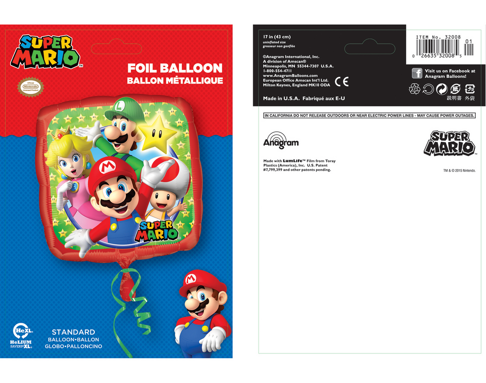 Ballon Aluminium Anniversaire Mario Bros 17 Amscan - ABC