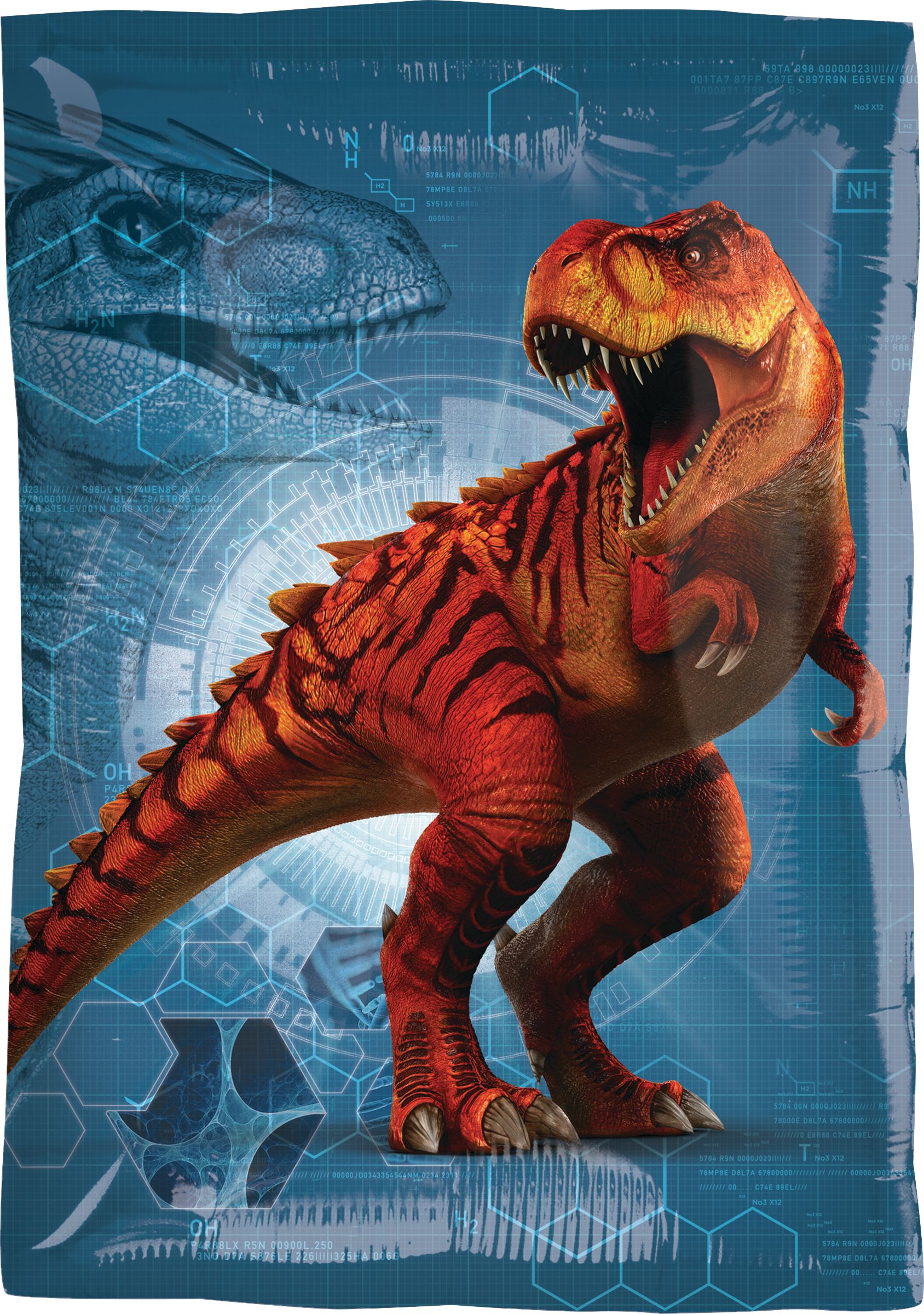 Jurassic World T-Rex Dinosaur Rectangle Satin Foil Balloon, Green/Blue, 21-in, Helium Inflation & Ribbon Included for Birthday Party Front_Flat