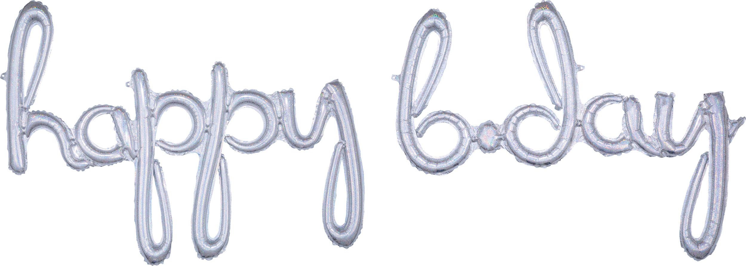 Ballon en aluminium satiné lettres attachées Happy B-Day, argent prismatique, 76 x 27 po, gonflé d'air, pour fête d'anniversaire Front_Flat