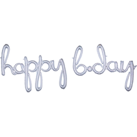 Ballon en aluminium satiné lettres attachées Happy B-Day, argent prismatique, 76 x 27 po, gonflé d'air, pour fête d'anniversaire