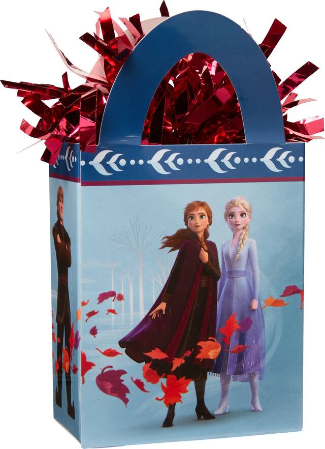 Poids pour ballons en forme de sac-cadeau Disney La Reine des neiges Elsa et Anna, bleu/rouge, 5,5 po, pour fête d'anniversaire Front_Angled_Right