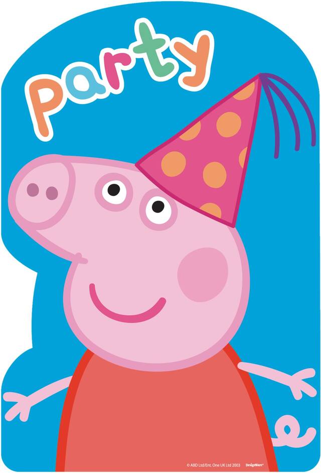 Nickelodeon Peppa Pig "Party" Paper Party Invitations with Envelopes, Blue/Pink, 8-pk, for Birthday Party Front_Flat