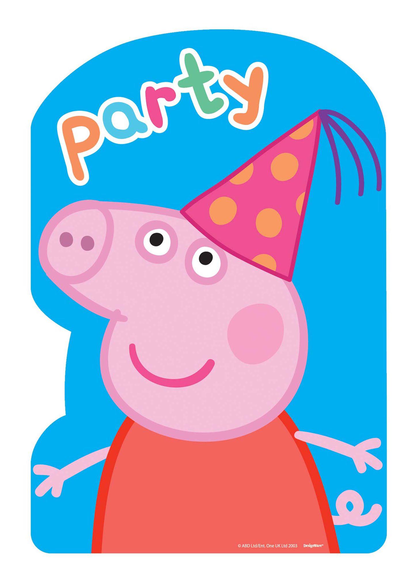 Nickelodeon Peppa Pig "Party" Paper Party Invitations with Envelopes, Blue/Pink, 8-pk, for Birthday Party Front_Flat