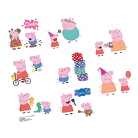 Peppa Pig Easy to Apply Temporary Party Favour Tattoos, 8-pc, Ages 4+ Overhead_Flat