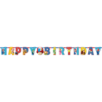 Nintendo Super Mario Bros "Happy Birthday" Mario & Luigi DIY Customizable Hanging Garland Banner Decoration, Multi-Coloured, 10-ft, for Birthday Party