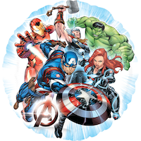 Disney Marvel Avengers Round Satin Foil Balloon, Multi-Coloured, 17-in, Helium Inflation & Ribbon Included for Birthday Party Front_Flat