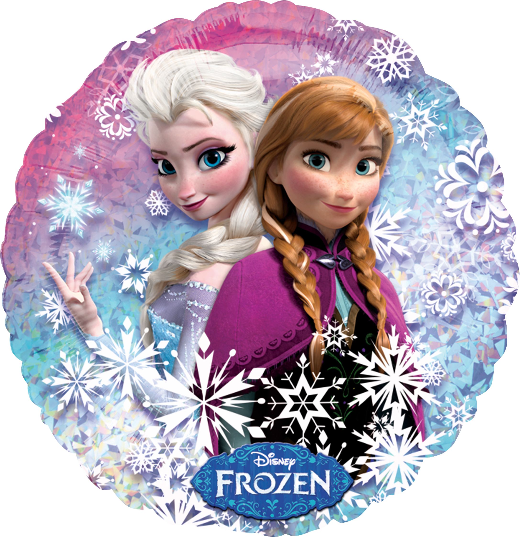 Ballon en aluminium satiné carré Disney La Reine des neiges Elsa et Anna, violet/bleu, 18 po, gonflement à l'hélium et ruban inclus, pour fête d'anniversaire Front_Flat