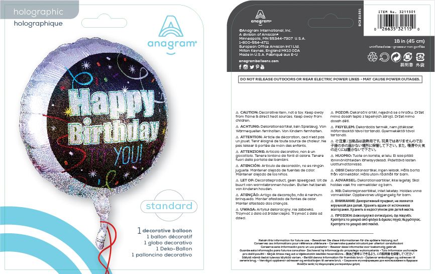 Ballon en aluminium satiné rond Happy Birthday To You, multicolore, à pois, 18 po, gonflement à l'hélium et ruban inclus, pour fête d'anniversaire Composite_or_Mixed