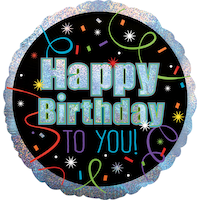 Ballon en aluminium satiné rond Happy Birthday To You, multicolore, à pois, 18 po, gonflement à l'hélium et ruban inclus, pour fête d'anniversaire Front_Flat