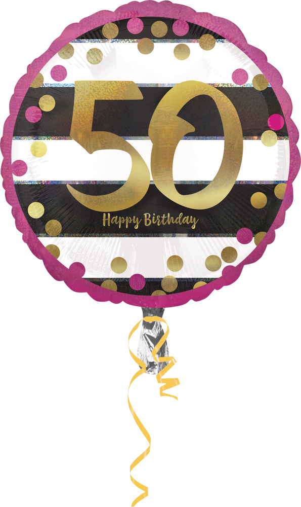 Ballon birthday 50 ans. Aluminium - gonflage à l'hélium