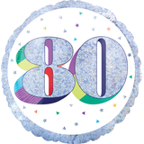 Ballon en aluminium satiné rond arc-en-ciel prismatique 80, blanc/argent, 18 po, gonflement à l'hélium et ruban inclus, pour fête d'anniversaire Front_Flat