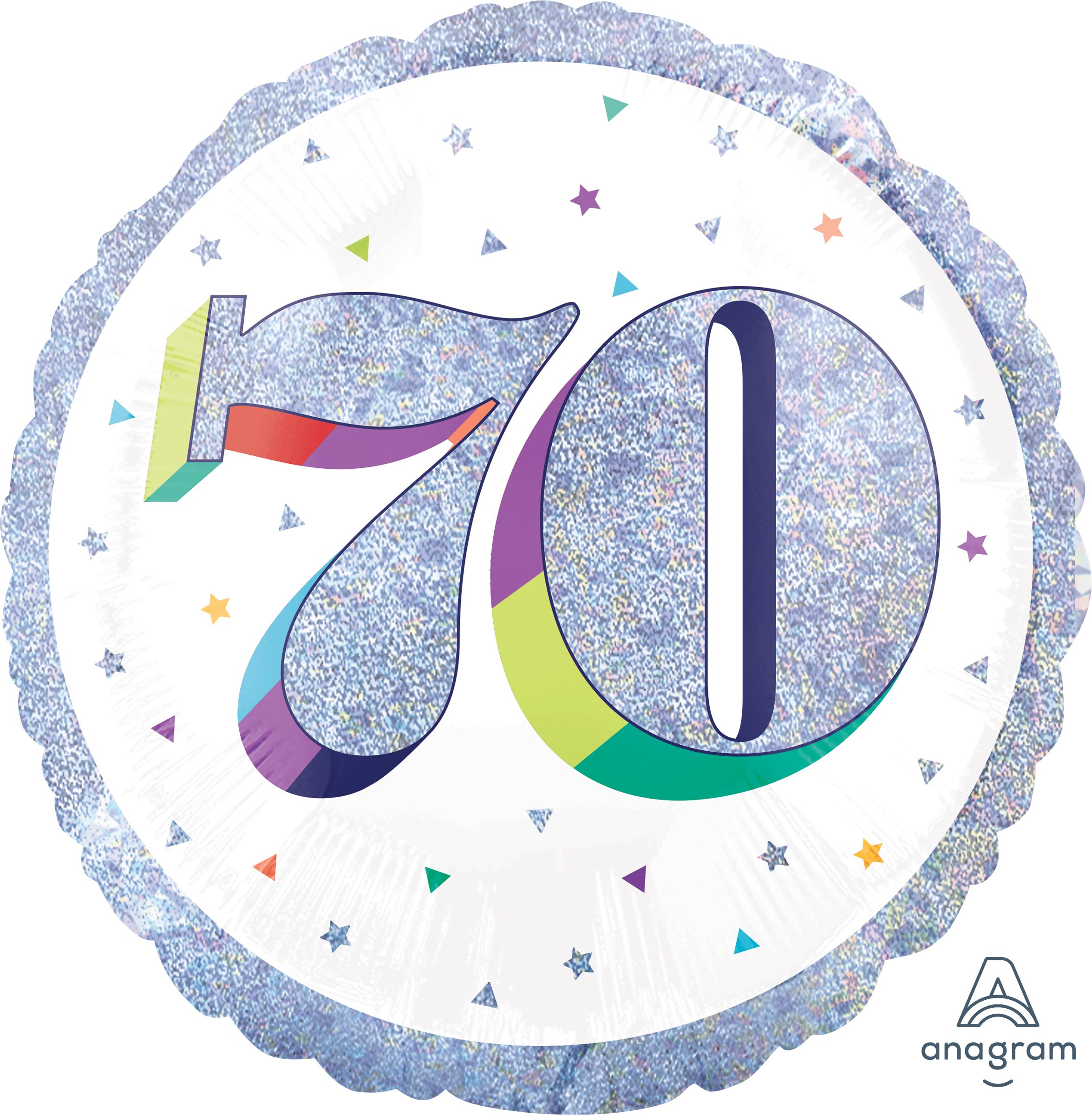 Ballon 70e anniversaire prismatique, arc-en-ciel,  45,7 po Front_Flat
