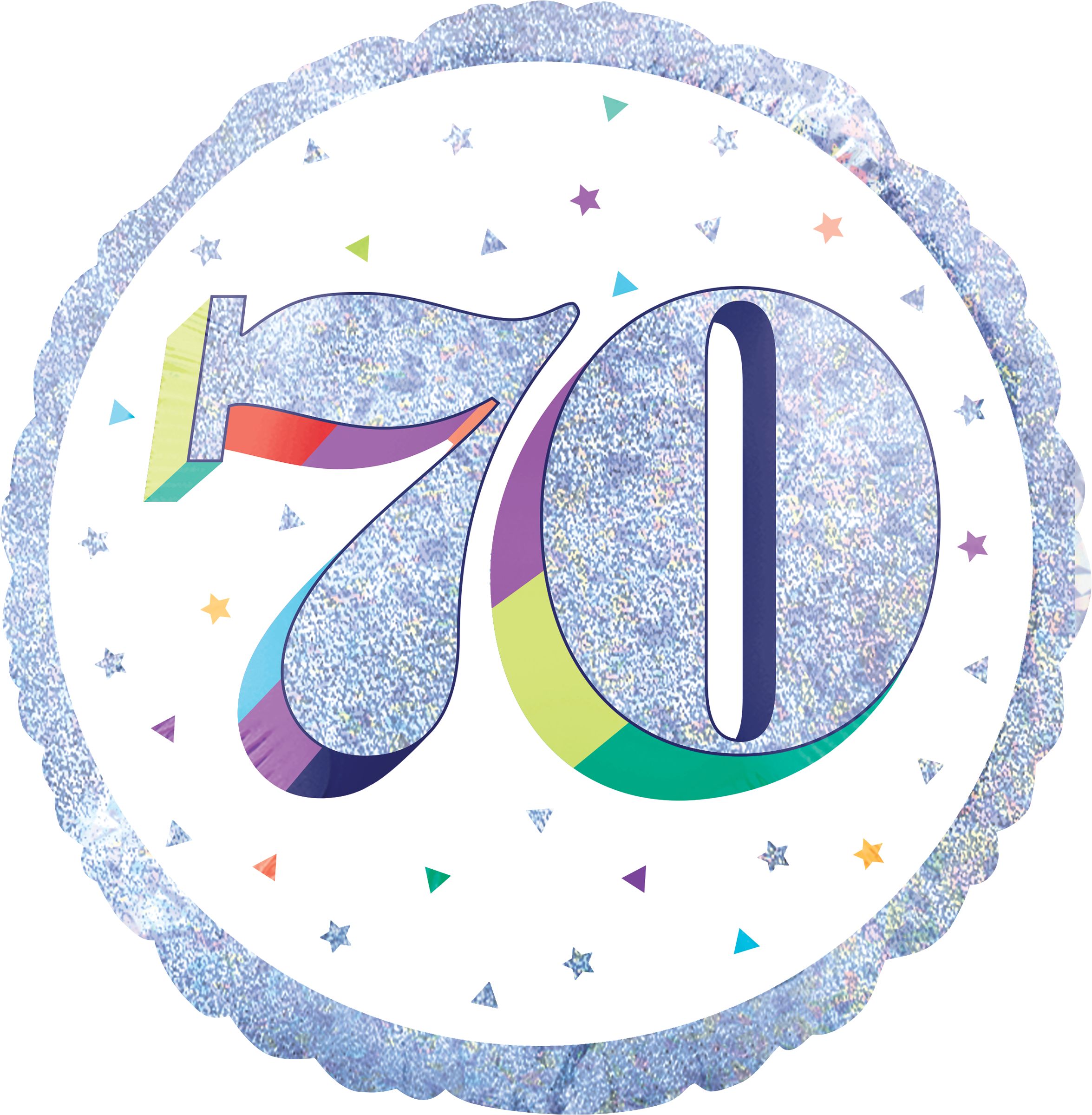 Ballon 70e anniversaire prismatique, arc-en-ciel,  45,7 po Front_Flat