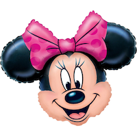 Disney Minnie Mouse Satin Foil Balloon, Pink/Black, 28-in, Helium Inflation & Ribbon Included for Birthday Party Front_Flat