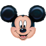 Disney Mickey Mouse Satin Foil Balloon, Black/Beige, 28-in, Helium Inflation & Ribbon Included for Birthday Party Front_Flat