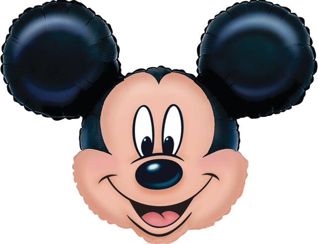 Disney Mickey Mouse Satin Foil Balloon, Black/Beige, 28-in, Helium Inflation & Ribbon Included for Birthday Party Front_Flat
