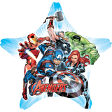 Disney Marvel Avengers Iron Man/Hulk/Captain America Star Satin Foil Balloon, Blue, 29-in, Helium Inflation & Ribbon Included for Birthday Party Front_Flat