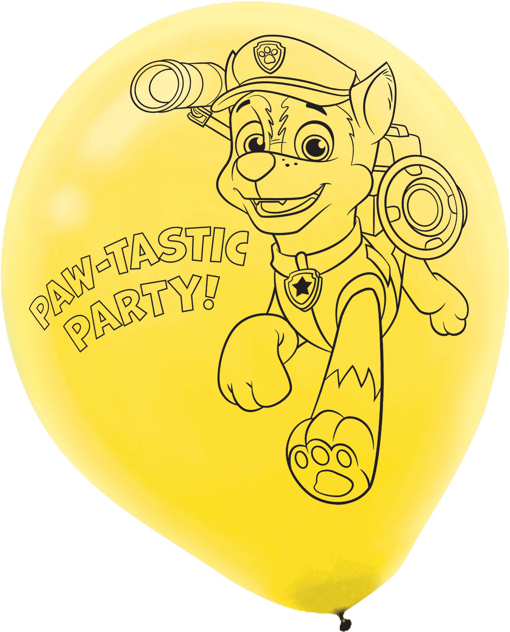 Nickelodeon PAW Patrol Marshall/Chase/Skye Round Latex Balloon Decorating Kit, White/Yellow/Orange, 12-in, 6-pk, for Birthday Party Front_Flat