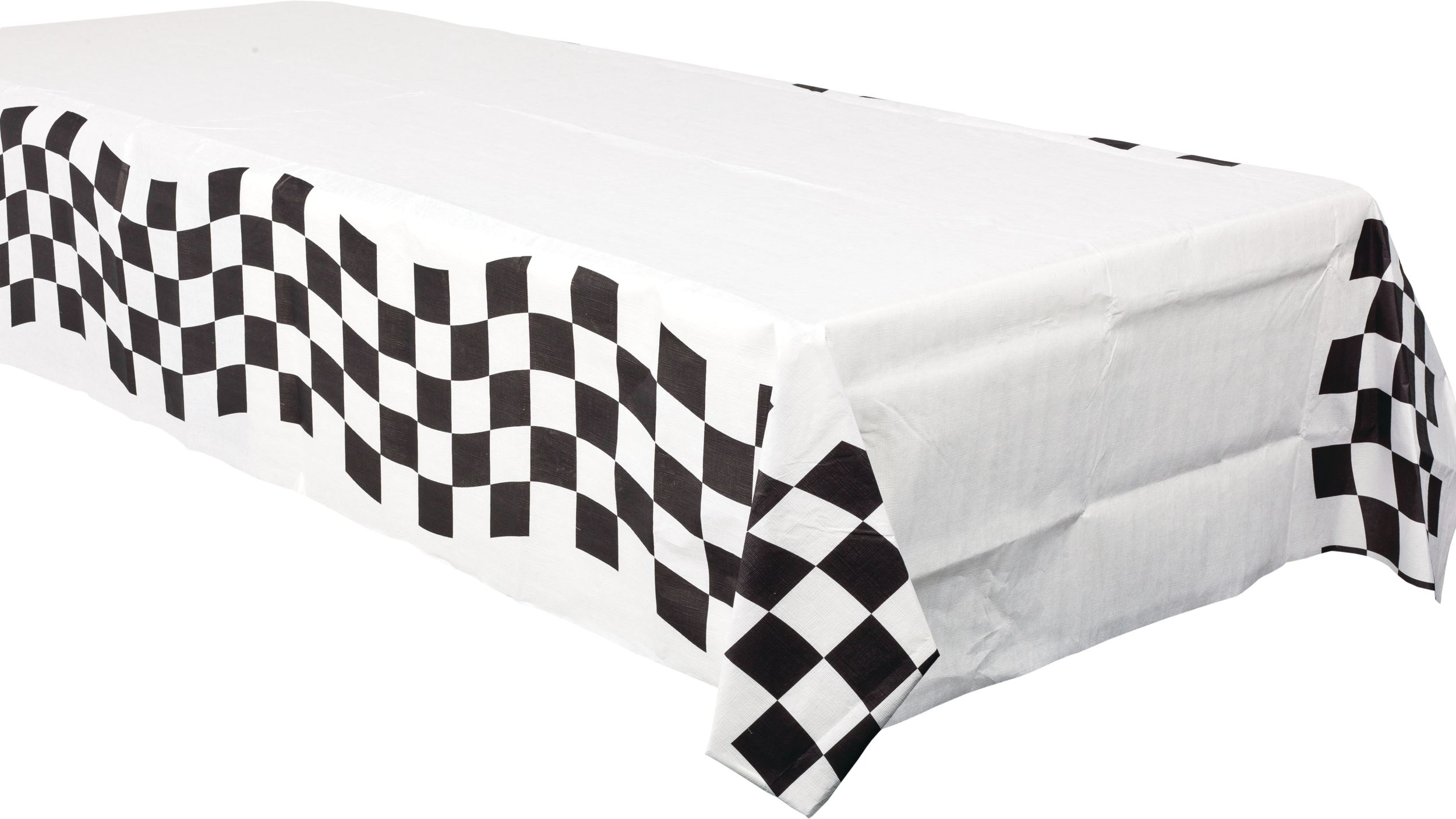 Checkered Paper Table Cover, Black/White Front_Angled_Left