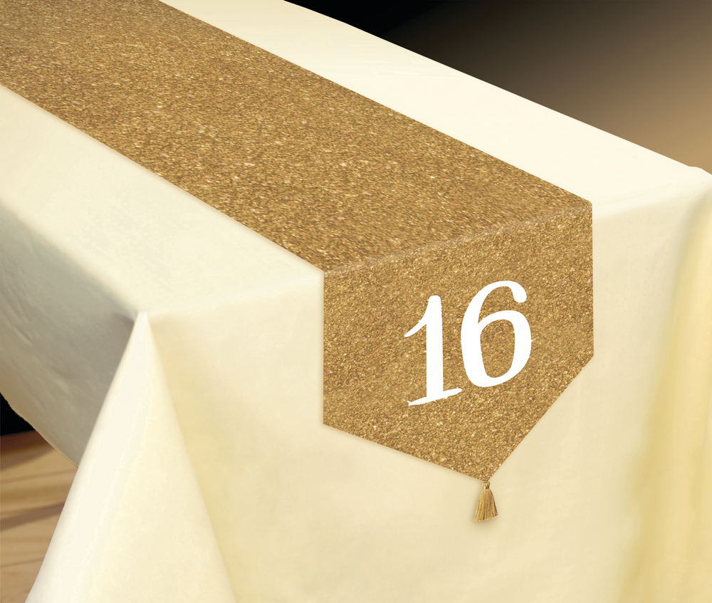 Glitter Gold Sweet 16 Table Runner Canadian Tire