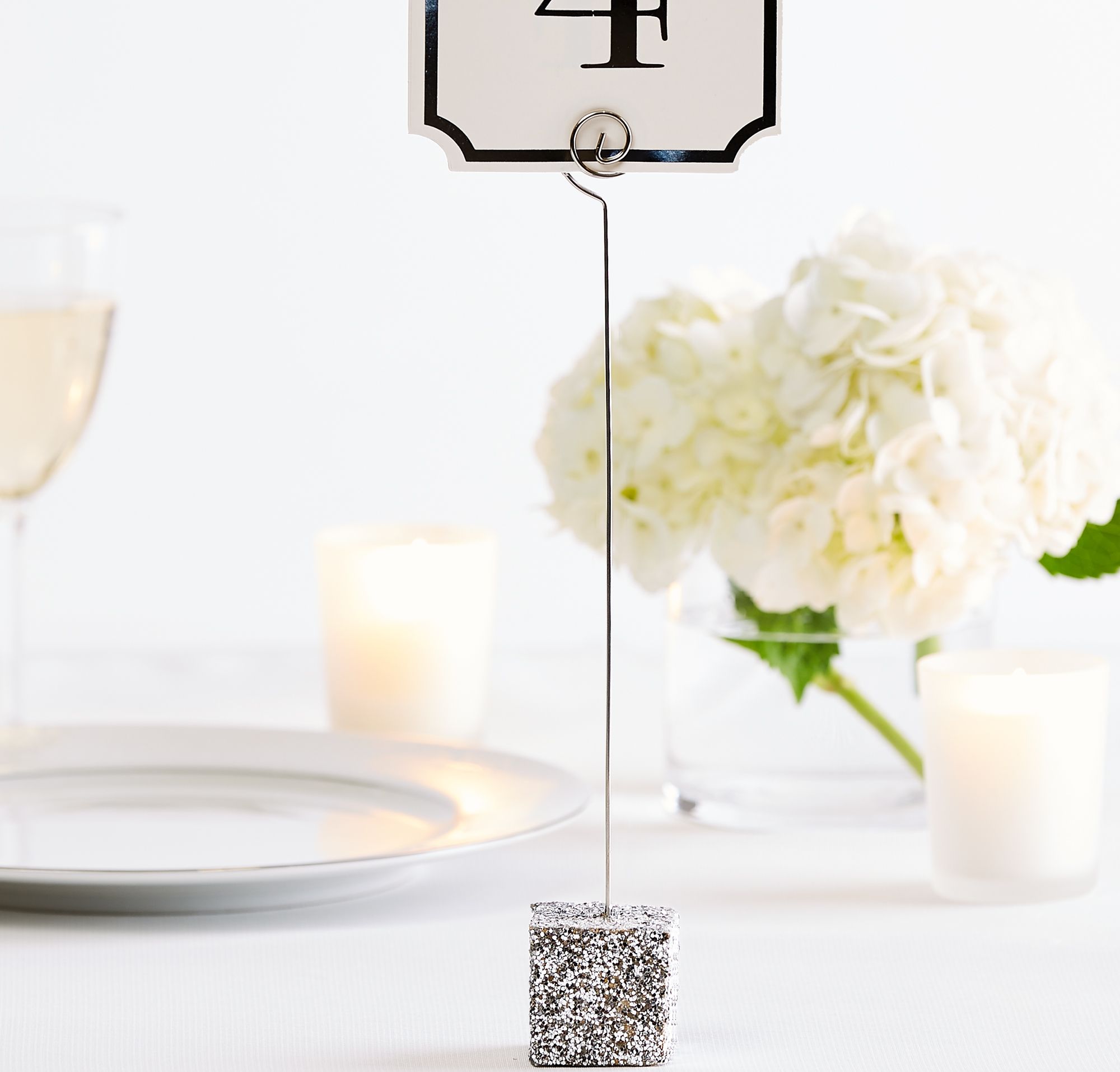 Glitter Silver Table Number Holder Party City