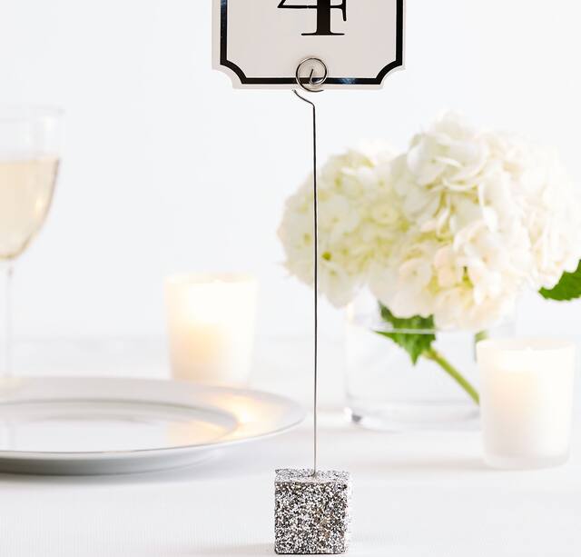 Glitter Silver Table Number Holder Front_Flat