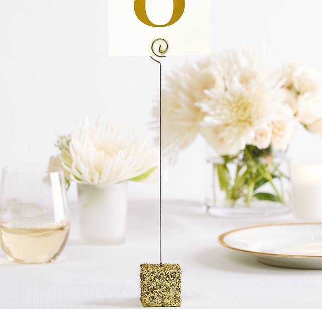 Table Number Holder, Gold, 10.5-in, for Birthday/Graduation/Wedding Front_Flat